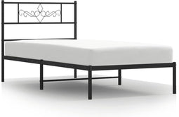 vidaXL - Bedframe - met - hoofdbord - metaal - zwart - 100x190 - cm