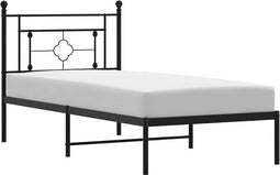 vidaXL - Bedframe - met - hoofdbord - metaal - zwart - 100x200 - cm