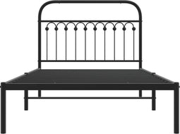 vidaXL - Bedframe - met - hoofdbord - metaal - zwart - 107x203 - cm