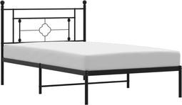 vidaXL - Bedframe - met - hoofdbord - metaal - zwart - 107x203 - cm