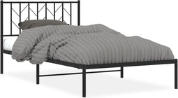 vidaXL - Bedframe - met - hoofdbord - metaal - zwart - 107x203 - cm