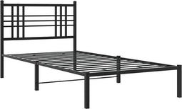 vidaXL - Bedframe - met - hoofdbord - metaal - zwart - 107x203 - cm