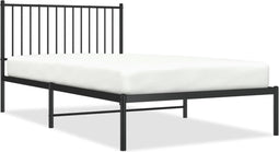 vidaXL - Bedframe - met - hoofdbord - metaal - zwart - 107x203 - cm