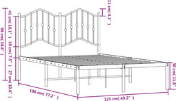 vidaXL - Bedframe - met - hoofdbord - metaal - zwart - 120x190 - cm