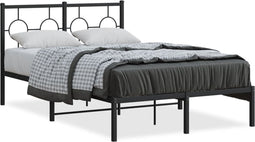 vidaXL - Bedframe - met - hoofdbord - metaal - zwart - 120x190 - cm