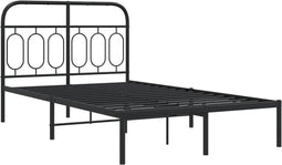 vidaXL - Bedframe - met - hoofdbord - metaal - zwart - 120x190 - cm