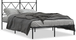 vidaXL - Bedframe - met - hoofdbord - metaal - zwart - 120x190 - cm