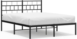 vidaXL - Bedframe - met - hoofdbord - metaal - zwart - 120x190 - cm
