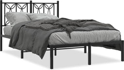 vidaXL - Bedframe - met - hoofdbord - metaal - zwart - 120x190 - cm