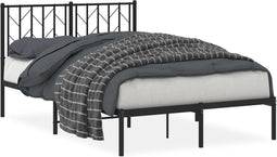vidaXL - Bedframe - met - hoofdbord - metaal - zwart - 120x190 - cm
