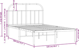 vidaXL - Bedframe - met - hoofdbord - metaal - zwart - 120x190 - cm