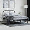 vidaXL - Bedframe - met - hoofdbord - metaal - zwart - 120x190 - cm