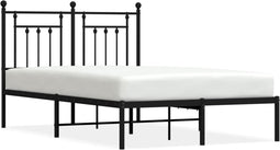 vidaXL - Bedframe - met - hoofdbord - metaal - zwart - 120x200 - cm