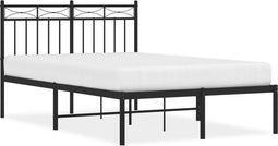 vidaXL - Bedframe - met - hoofdbord - metaal - zwart - 120x200 - cm