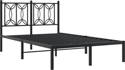 vidaXL - Bedframe - met - hoofdbord - metaal - zwart - 120x200 - cm