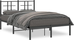 vidaXL - Bedframe - met - hoofdbord - metaal - zwart - 120x200 - cm