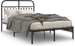 vidaXL - Bedframe - met - hoofdbord - metaal - zwart - 120x200 - cm