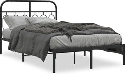 vidaXL - Bedframe - met - hoofdbord - metaal - zwart - 120x200 - cm