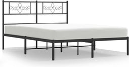 vidaXL - Bedframe - met - hoofdbord - metaal - zwart - 120x200 - cm