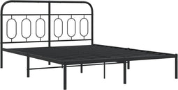 vidaXL - Bedframe - met - hoofdbord - metaal - zwart - 135x190 - cm