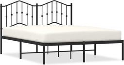 vidaXL - Bedframe - met - hoofdbord - metaal - zwart - 135x190 - cm