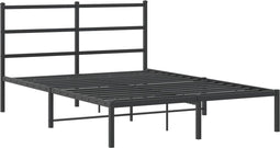 vidaXL - Bedframe - met - hoofdbord - metaal - zwart - 135x190 - cm