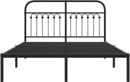 vidaXL - Bedframe - met - hoofdbord - metaal - zwart - 135x190 - cm
