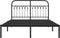 vidaXL - Bedframe - met - hoofdbord - metaal - zwart - 135x190 - cm