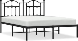 vidaXL - Bedframe - met - hoofdbord - metaal - zwart - 135x190 - cm