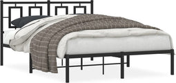vidaXL - Bedframe - met - hoofdbord - metaal - zwart - 135x190 - cm