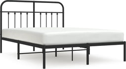 vidaXL - Bedframe - met - hoofdbord - metaal - zwart - 135x190 - cm