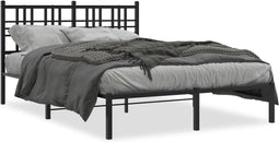 vidaXL - Bedframe - met - hoofdbord - metaal - zwart - 135x190 - cm