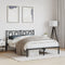 vidaXL - Bedframe - met - hoofdbord - metaal - zwart - 135x190 - cm