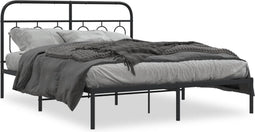 vidaXL - Bedframe - met - hoofdbord - metaal - zwart - 140x190 - cm