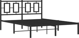 vidaXL - Bedframe - met - hoofdbord - metaal - zwart - 140x190 - cm