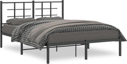 vidaXL - Bedframe - met - hoofdbord - metaal - zwart - 140x190 - cm