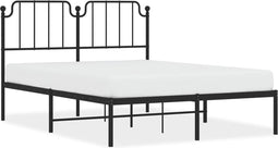 vidaXL - Bedframe - met - hoofdbord - metaal - zwart - 140x190 - cm