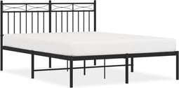 vidaXL - Bedframe - met - hoofdbord - metaal - zwart - 140x190 - cm
