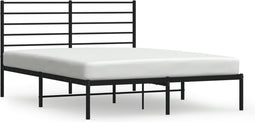 vidaXL - Bedframe - met - hoofdbord - metaal - zwart - 140x190 - cm