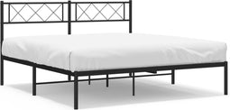vidaXL - Bedframe - met - hoofdbord - metaal - zwart - 140x190 - cm