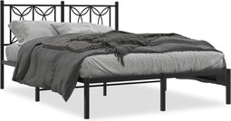 vidaXL - Bedframe - met - hoofdbord - metaal - zwart - 140x190 - cm