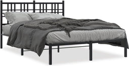 vidaXL - Bedframe - met - hoofdbord - metaal - zwart - 140x190 - cm