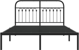vidaXL - Bedframe - met - hoofdbord - metaal - zwart - 140x190 - cm