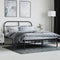 vidaXL - Bedframe - met - hoofdbord - metaal - zwart - 140x190 - cm