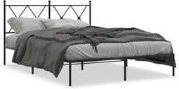 vidaXL - Bedframe - met - hoofdbord - metaal - zwart - 140x200 - cm