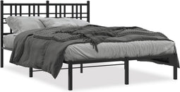 vidaXL - Bedframe - met - hoofdbord - metaal - zwart - 140x200 - cm