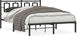 vidaXL - Bedframe - met - hoofdbord - metaal - zwart - 140x200 - cm