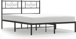 vidaXL - Bedframe - met - hoofdbord - metaal - zwart - 140x200 - cm