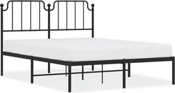 vidaXL - Bedframe - met - hoofdbord - metaal - zwart - 140x200 - cm