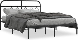 vidaXL - Bedframe - met - hoofdbord - metaal - zwart - 140x200 - cm